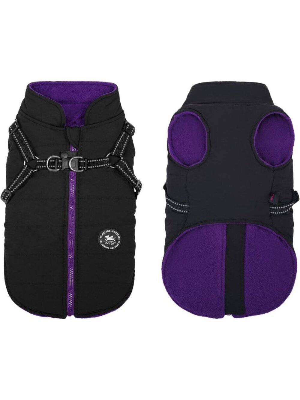 Warm Waterproof Dog Winter Coat with Harness, Windproof Puffer Vest for All